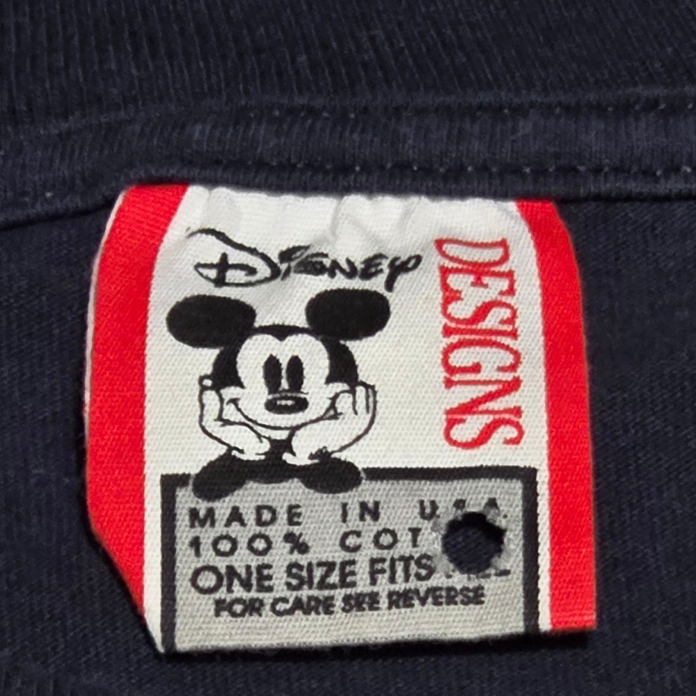 Disney Unisex Vintage 90s Mickey Mouse Graphic T-Shirt Black One Size OSFA 2X - Picture 2 of 8